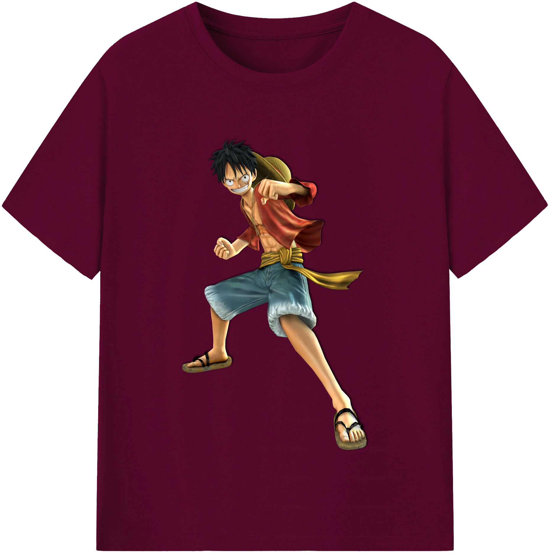 ワンピース モンキー・D・ルフィ ONE PIECE Monkey D. Luffy レディースカジュアルプリントTシャツ（綿100％）